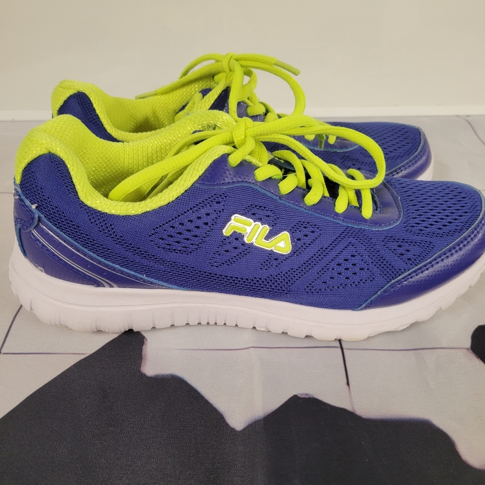 Fila Neon Green/Blue Shoes Women's Size 7, Athletic Walking Running Sneakers